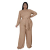 Plus Size Women's Clothing Two Piece Set Pure Color Matching Sets Long Sleeve Fall Clothes Casual Outfits Wholesale Dropshipping
