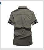 M-6xlplus Size Men's Shirt Summer Short Sleeve Cargo Shirts New Shirts Breathable Cool 100% Cotton Camisa Social Masculina