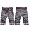 Plus Size Men Casual Shorts Pants Summer Plaid Patchwork Pockets Buttons Fifth Pants Loose Beach Shorts