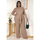 Plus Size Women's Clothing Two Piece Set Pure Color Matching Sets Long Sleeve Fall Clothes Casual Outfits Wholesale Dropshipping