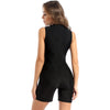 Women's Swimsuit One-piece Swimwear Rompers Surfing Swimming Bathing Suit Crew Neck Front Zipper Swim Bodysuit Jumpsuit Athletic