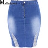 2021 Summer Sexy Ripped Denim Skirt Women Fashion Hollow Out Casual Hole Tassel Mini Skirt Irregular Basic Pocket Jeans Skirt