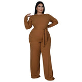 Plus Size Women's Clothing Two Piece Set Pure Color Matching Sets Long Sleeve Fall Clothes Casual Outfits Wholesale Dropshipping