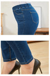 Plus Size Clothing L-6XL Women's Elastic Waist Jeans High Waist Skinny Curvy Denim Mom  Jeans Casual Pencil Pants Lady Trousers