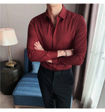 Plus Size S-7XL High Quality Men Dress Shirt 2024 Autumn Long Sleeve Solid Business Slim Shirts Homme Dress Social Casual Shirt