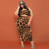 Plus Size Skirts Sets Women Wholesale Print Bodycon Fashion Square Collar Tops Maxi Skirt Casual New Two Piece Suit Dropshipping