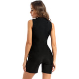 Women's Swimsuit One-piece Swimwear Rompers Surfing Swimming Bathing Suit Crew Neck Front Zipper Swim Bodysuit Jumpsuit Athletic