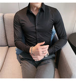 Plus Size S-7XL High Quality Men Dress Shirt 2024 Autumn Long Sleeve Solid Business Slim Shirts Homme Dress Social Casual Shirt