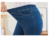 Plus Size Clothing L-6XL Women's Elastic Waist Jeans High Waist Skinny Curvy Denim Mom  Jeans Casual Pencil Pants Lady Trousers