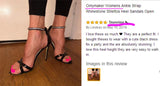 Onlymaker Women Peep Toe Ankle Strap Rhinestone Stilettos 12CM Heel Sandals Open Toe Cross Band Party Dressing Prom Sandals