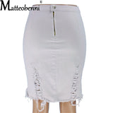 2021 Summer Sexy Ripped Denim Skirt Women Fashion Hollow Out Casual Hole Tassel Mini Skirt Irregular Basic Pocket Jeans Skirt