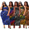Plus Size Skirts Sets Women Wholesale Print Bodycon Fashion Square Collar Tops Maxi Skirt Casual New Two Piece Suit Dropshipping