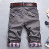 Plus Size Men Casual Shorts Pants Summer Plaid Patchwork Pockets Buttons Fifth Pants Loose Beach Shorts