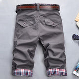 Plus Size Men Casual Shorts Pants Summer Plaid Patchwork Pockets Buttons Fifth Pants Loose Beach Shorts