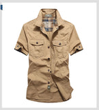 M-6xlplus Size Men's Shirt Summer Short Sleeve Cargo Shirts New Shirts Breathable Cool 100% Cotton Camisa Social Masculina