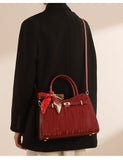 Fancy Red Middle-Aged Mother Bag Accessible Luxury Handbag 2025 Autumn Easiest for Match Fashion Wedding Bag Large-Capacity Crossbody Bag