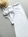 3 Pieces Bikini Set Sexy Women Swimsuit Swimwear Female Solid Long Skirt Cover Up Bikini Set Biquini Bathing Suit Swimming Suit