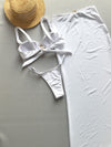 3 Pieces Bikini Set Sexy Women Swimsuit Swimwear Female Solid Long Skirt Cover Up Bikini Set Biquini Bathing Suit Swimming Suit