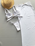 3 Pieces Bikini Set Sexy Women Swimsuit Swimwear Female Solid Long Skirt Cover Up Bikini Set Biquini Bathing Suit Swimming Suit