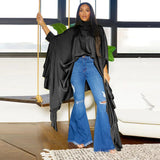 SOMO Plus Size Women Clothes Pleated Long Cape Shirt Bat Full Sleeve Irregularity Blouse Top One Size Loose Dropshipping 2023