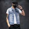 Brand New Men's Ripped Denim Vests Hip Hop Streetwear Fashion Sleeveless Cotton Jacket High Quality Man Casual Cowboy Waistcoat