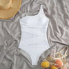 Plus Size Swimsuits Women One Shoulder Slim Swimwear For Women Mesh Solid Black Red Blue Push Up Padded Bathing Suits M-3xl 4xl