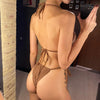 S - XL Mesh Fishnet Skirt Halter Bikini Female Swimsuit Women Swimwear Three-pieces Bikini set Bather Bathing Suit Swim V4889
