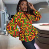 African Clothes for Women Summer African Women V-neck Polyester Printing Long Sleeve T-shirt Women Top African Clothing