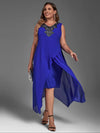 Plus Size Dress for Women Elegant Mesh Irregular Slim Long Dress 2023 Summer Casual Sleeveless Evening Party Dress 2XL 3XL 4XL
