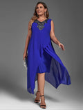 Plus Size Dress for Women Elegant Mesh Irregular Slim Long Dress 2023 Summer Casual Sleeveless Evening Party Dress 2XL 3XL 4XL