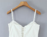 Women Dress 2025 New Fashion Summer Vintage White Lace-Panelled Cotton Dresses for Women Elegance Chic Ladies Midi Dress