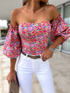 Elegant Floral Blouses For Women Sexy Backless Off Shoulder Crop Top Youth White Blouse Fashion Summer Women Clothing 2024