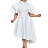 Elegant Party Dresses for Woman 2024 New O Neck Ruffles Sleeve High Waisted Asymmetric Mid Calf Luxury Birthday Dinner Vestidos