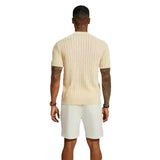 Men's Casual Tops Summer Cool Knitted Men's Shirt Short Sleeve Lapel Solid Color Hollow Breathable Men's Clothing