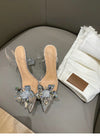 Silver Baotou Sandals Women 2025 New Summer Beautiful Pointy Wine Glass Celebrity Crystal Flower Transparent High Heels