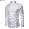 2025 New Men Fashion Medieval Floral Black Dress Shirts Stylish Long Sleeve Steampunk Shirt Men Party Club Bar Social Shirt Male