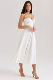 Women Dress 2025 New Fashion Summer Vintage White Lace-Panelled Cotton Dresses for Women Elegance Chic Ladies Midi Dress