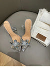Silver Baotou Sandals Women 2025 New Summer Beautiful Pointy Wine Glass Celebrity Crystal Flower Transparent High Heels