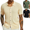 Men's Casual Tops Summer Cool Knitted Men's Shirt Short Sleeve Lapel Solid Color Hollow Breathable Men's Clothing