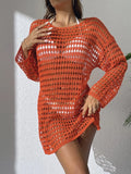 Women's Plus Size Swim Cover Up – Long Sleeve Beach Tunic Dress for Sun Protection, Swimwear Bikini Wrap, Ladies Sports Swimwear
