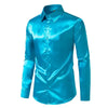 Nightclub Dress Red Satin Shirts Men Clothing Silk Like Long Sleeve Roupas Masculinas Mens Sexy Wedding Party Button Up Shirts