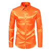 Nightclub Dress Red Satin Shirts Men Clothing Silk Like Long Sleeve Roupas Masculinas Mens Sexy Wedding Party Button Up Shirts