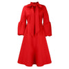 Elegant Dresses for Women Bow Collar Full Sleeve High Waisted Pleated Mid Calf Luxury Birthday Party Dinner Vestidos Mujer Dress