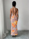 Women's Clothing Dress New Summer Sexy Backless Print Leopard V-Neck Dresses Streetwear Fashion Halter Lace-up Dresses Clothing