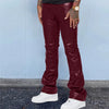 Mens Leather Pants Autumn New Casual Street Fashion Solid Color Bell Bottoms Joker Casual Pants Men