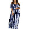 Women's Fashion  Printed Short Sleeve Long Dress Sexy Off Shoulder Backless Bodycon Split Cocktail Party Dress ﻿