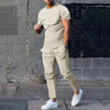 Mens Suit Summer Two-piece Suit Short-sleeved T-shirt Casual Fashion Trousers Sets for Men