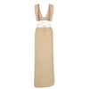 2025 Sexy Two-piece Set V-neck Lace-up Slim Slit Backless Tunic Summer Beach Dress Women Bikini Cover-ups Knit Maxi Dress A2344