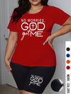 Plus Size Women 2 Piece Set T-shirt and Shorts Elastic Loose Spring Summer Fashion Graphic Print Oversize Two Piece Outfits