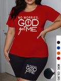Plus Size Women 2 Piece Set T-shirt and Shorts Elastic Loose Spring Summer Fashion Graphic Print Oversize Two Piece Outfits